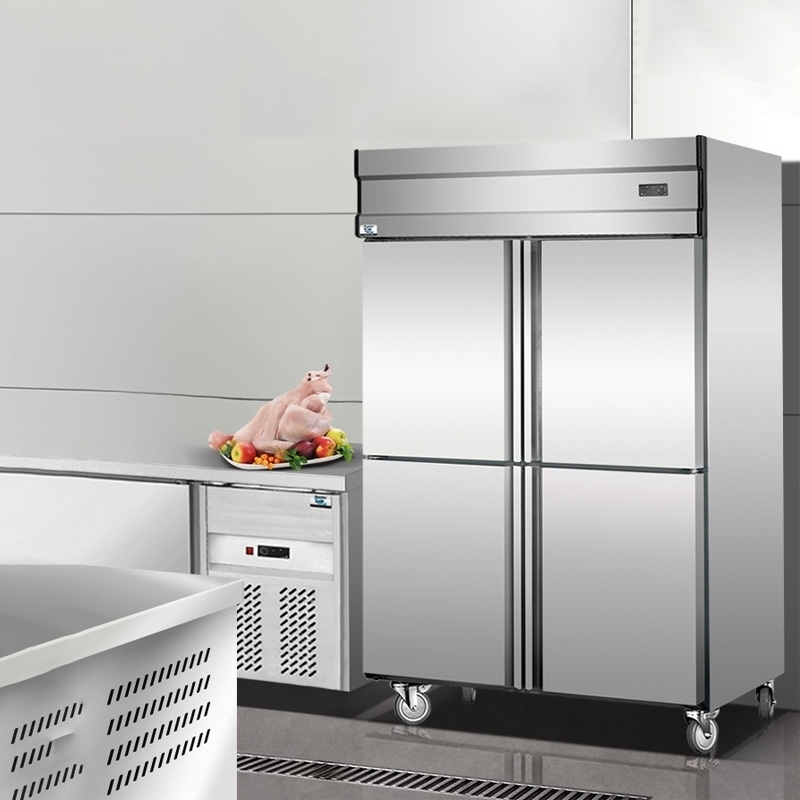 Commercial Refrigeration Stainless Steel Upright Fridge with Swing Door 4 Doors Frost-free Defrost Type